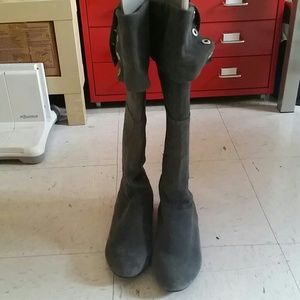 Gray Over-The-Knee Fold Over Boots