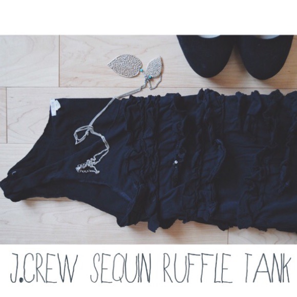 ✨SALE✨J. Crew Sequin Ruffle Cupcake Tank Top - Picture 1 of 3