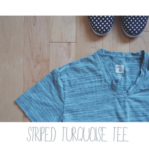 Urban Outfitters BDG Stripped Turquoise Tee - Picture 1 of 2