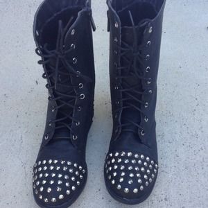 Black combat boots