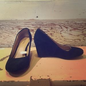 Black Suede Wedges