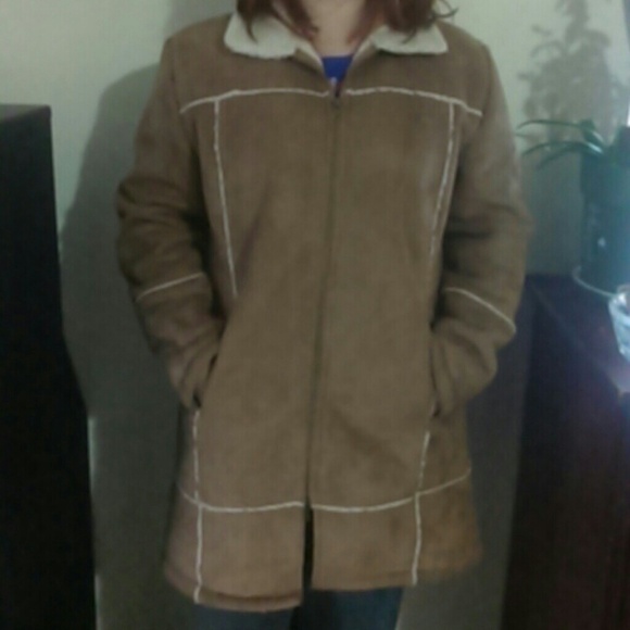 VOICE WHITE AND TAN COAT/JACKET