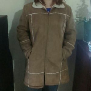 VOICE WHITE AND TAN COAT/JACKET