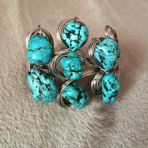 Turquoise and silver cuff bracelet.