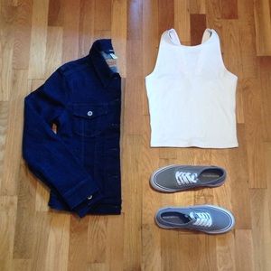 || dark wash denim jacket