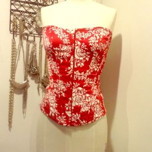 Red & white rose bustier