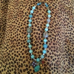 Multi stone charm necklace