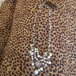 Holiday pearl & crystal necklace
