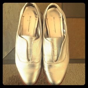Metallic Silver Loafers