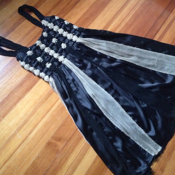 Tan and Black Formal Dress