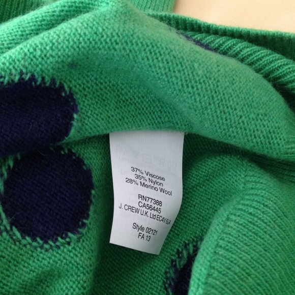 GONE****J. Crew factory green polkadot sweater - Picture 3 of 3