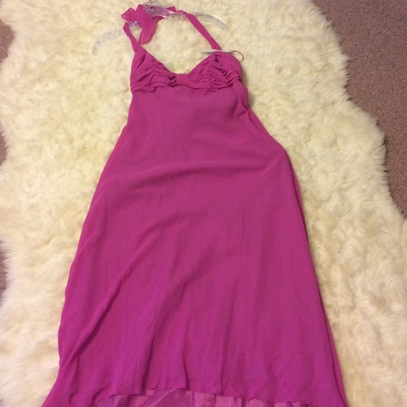 Fuchsia color  dress.