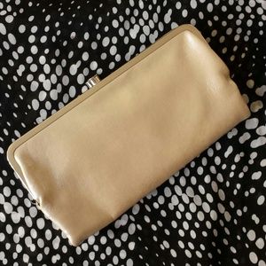 White Gold Metallic Wallet Clutch, Silver Hardware