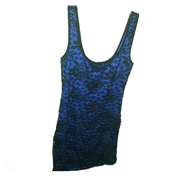 Blue lace tank dress