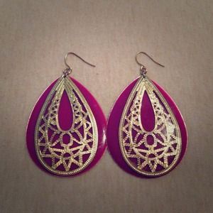 Tear Drop Dangle Earrings Gold Accents