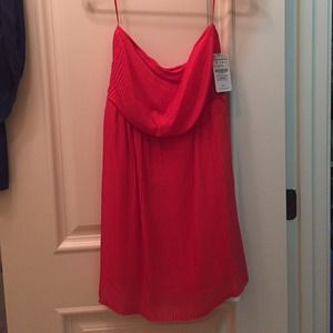 Red strapless dress