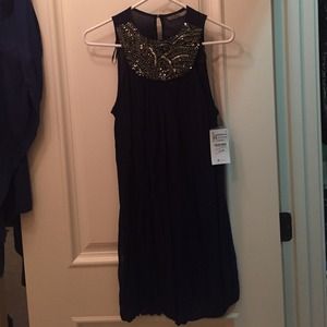 Zara navy blue bubble dress with bead detail