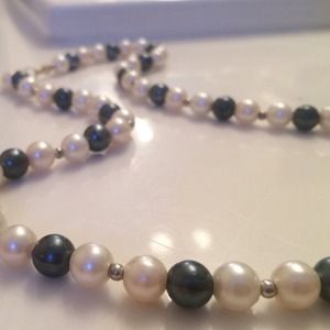 Gray and White Pearl Necklace