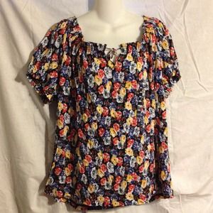 Chaps plus sz 3X floral draw string neck