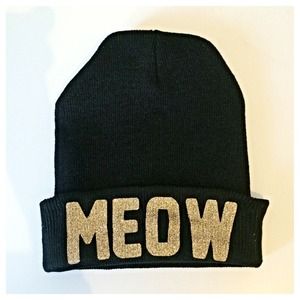 Meow Cat Beanie Hat Cute Grunge Kawaii Hipster