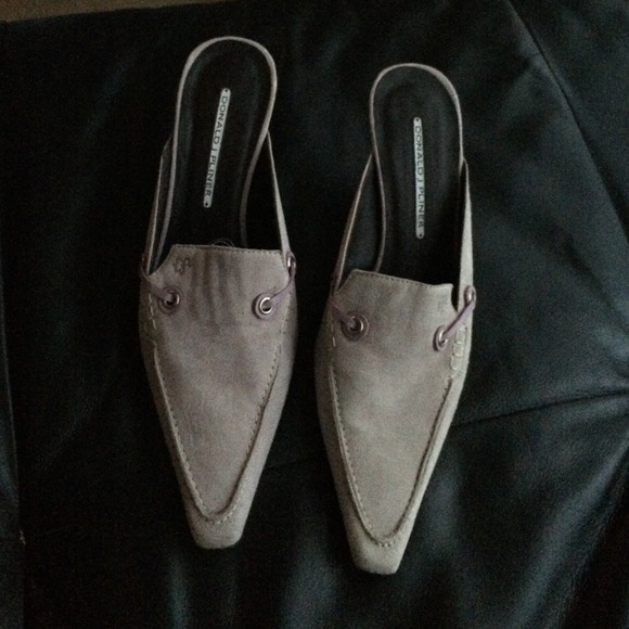 Purple closed toed shoes open back