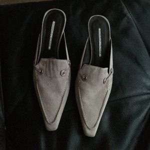 Purple closed toed shoes open back