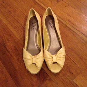 Yellow Peep-Toe Wedges