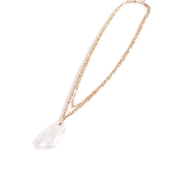 SOLD Layered Chain and Quartz Necklace - Picture 3 of 3