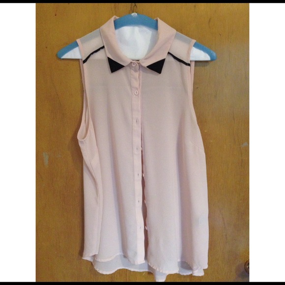 Charlotte Russe Pale Pink Sheer Sleeveless Blouse