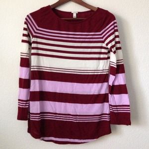 JCrew Burgundy Striped shirt