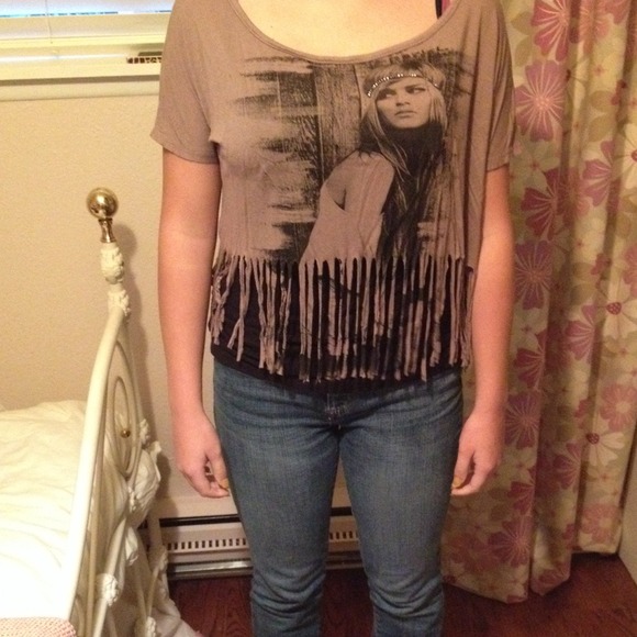 Brown fringe crop top - Picture 1 of 1
