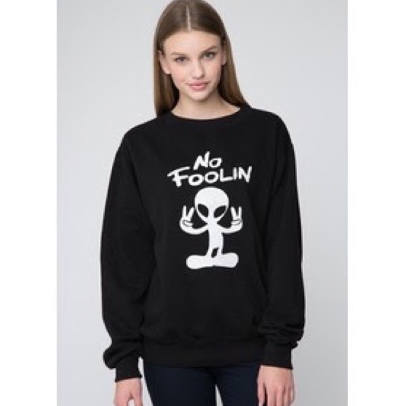 Brandy Melville "No Foolin" Alien Graphic Sweater