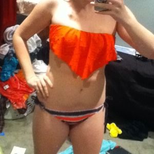 Orange/grey/white bikini