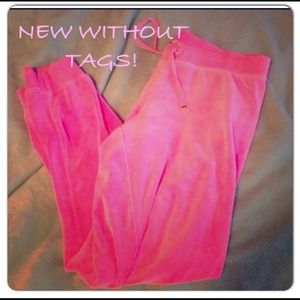 *NEW* Juicy Couture pink velour track pants Large