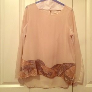 Hi-Lo Sheer Sequin Shirt