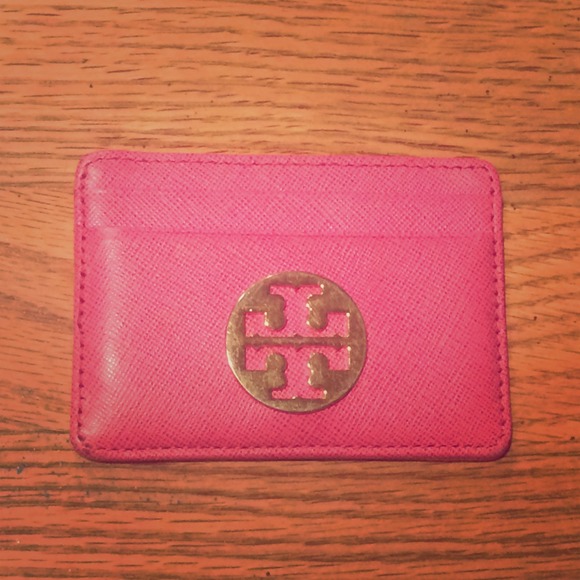Hot pink authentic Tory burch credit card holder