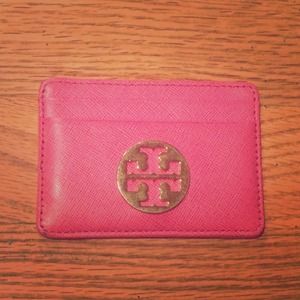 Hot pink authentic Tory burch credit card holder