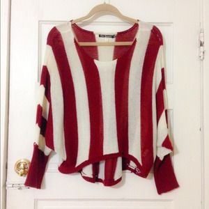 Red & white striped oversized sweater