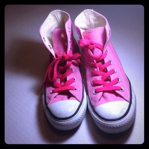 Pink high top converse