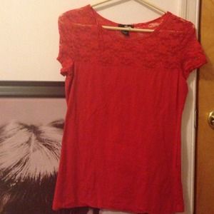 Lace red shirt