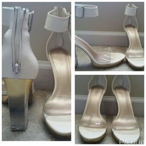 White/gold/clear high heel