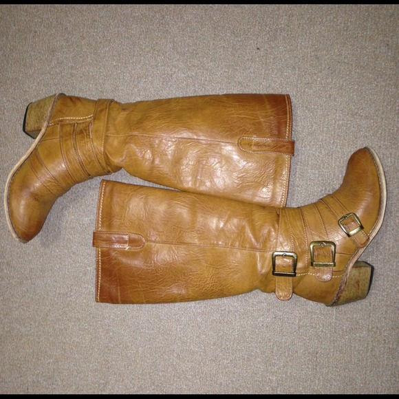 Tan knee high boots