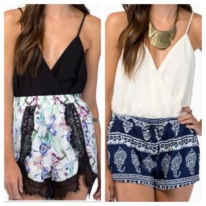 BUNDLE black wrap bodysuit and cream wrap bodysuit