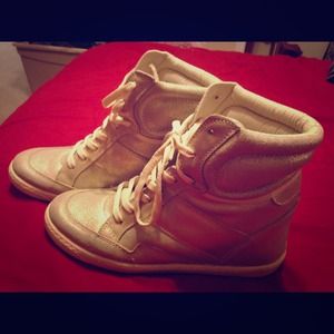 Aldo gold sneaker wedges