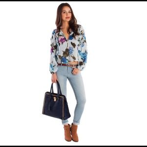 NWOT Sky Bloom Tie Front Blouse