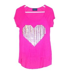 Hot Pink high-low Top W/ heart design