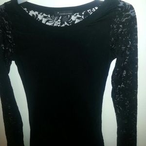 F21 Black long sleeve lace blouse