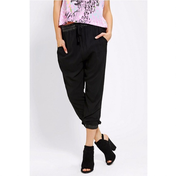 Silence and Noise Leather Trim Jogger Pants