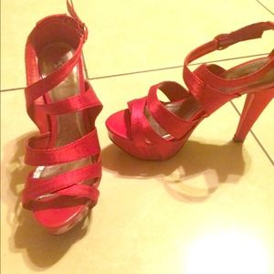 Red strappy heels