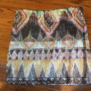 Aztec with shiny pallets stretch skirt